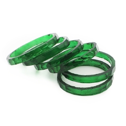 Lot (6) antique Czech green faceted glass bangles hoops