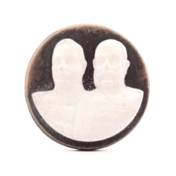 Czech Deco vintage kings cameo white glass cabochon 27mm