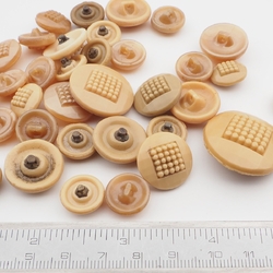 Lot (35) Vintage Czech beige satin geometric glass buttons