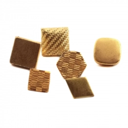 Lot (6) Vintage German brass metal geometric tiny dimi doll buttons