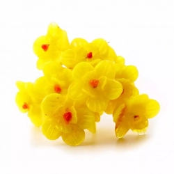 Lot (10) Czech vintage lampwork yellow juice glass flower headpin beads