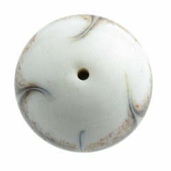 Large Vintage Czech white feather marble lampwork round glass bead 20mm