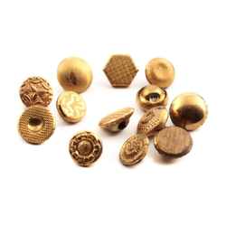 Lot (13) Vintage German brass metal Fancy doll flower dimi 2 part buttons