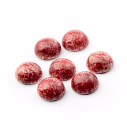 Lot (7) Czech vintage red matrix marble round glass cabochons 15mm