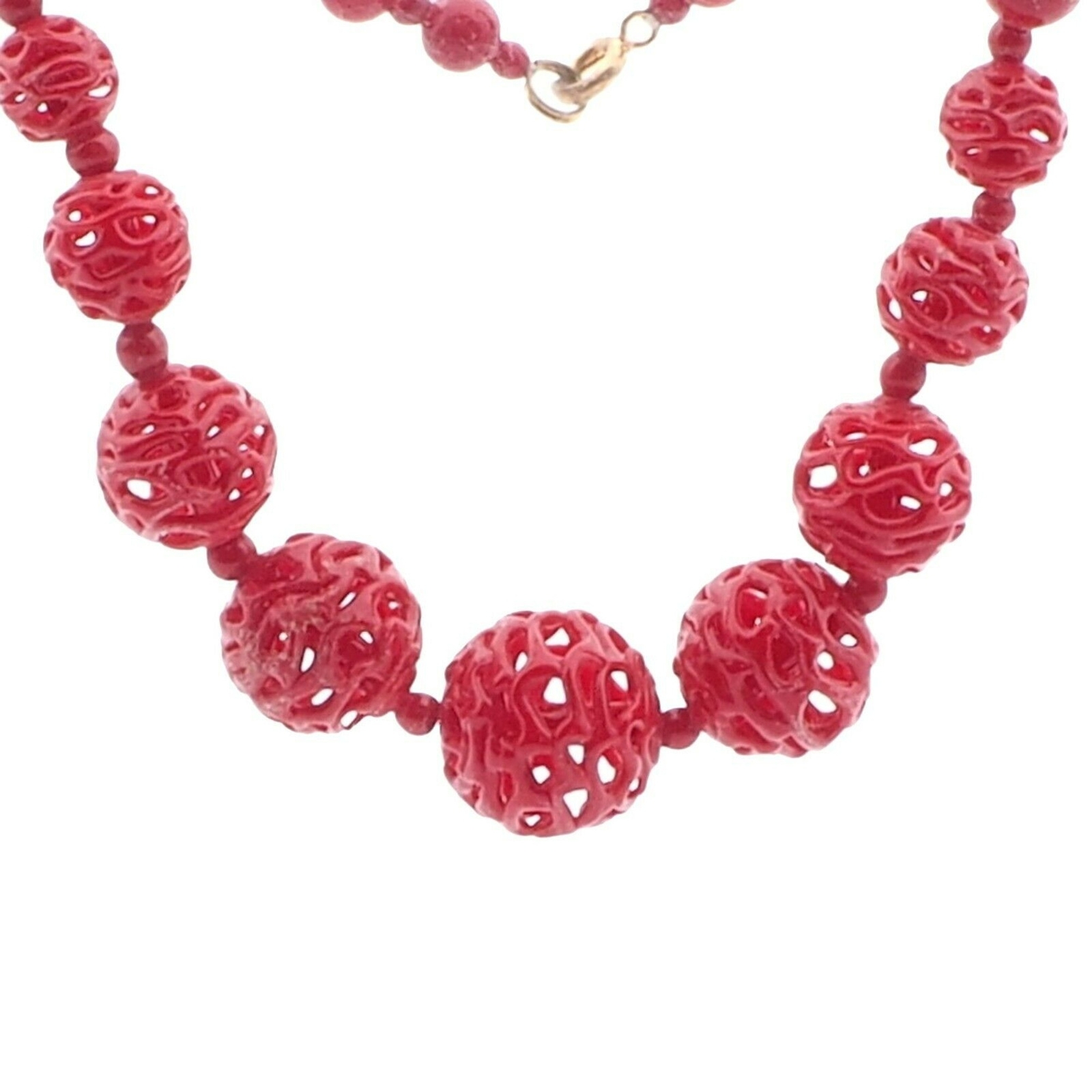 Necklace Lampwork Glass Beads Red on Red 2024