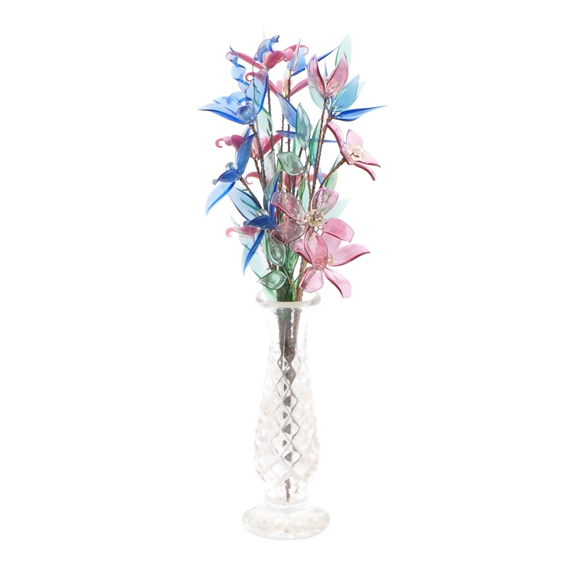 Cheapest Handcrafted flower stem ornament arrangement orange pink blue lampwork glass beads