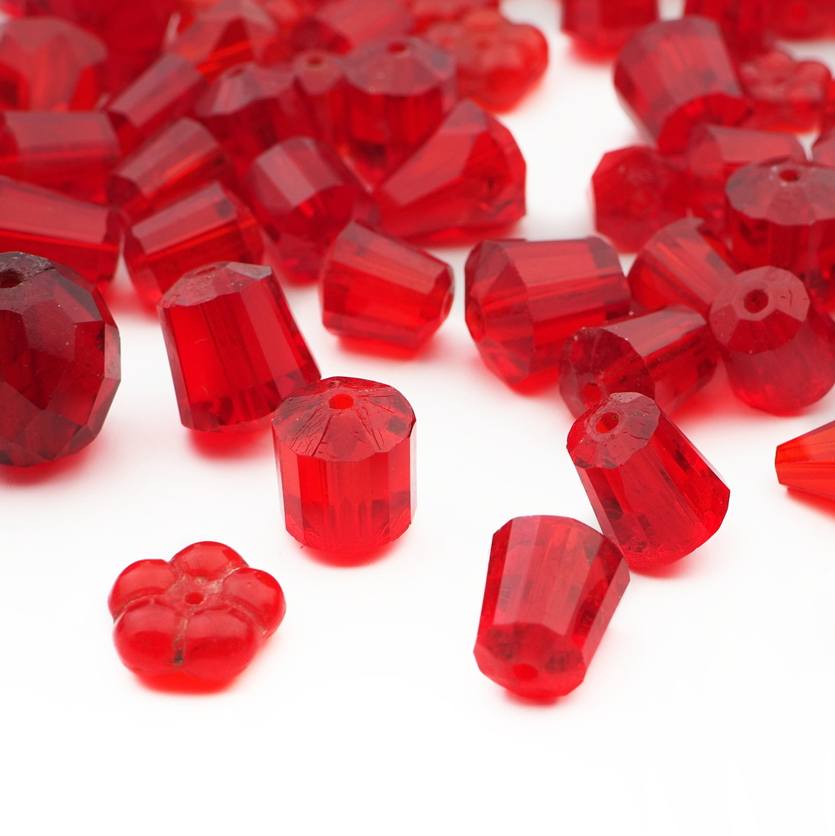 Faceted Glass Bead-Ruby Red Size 6