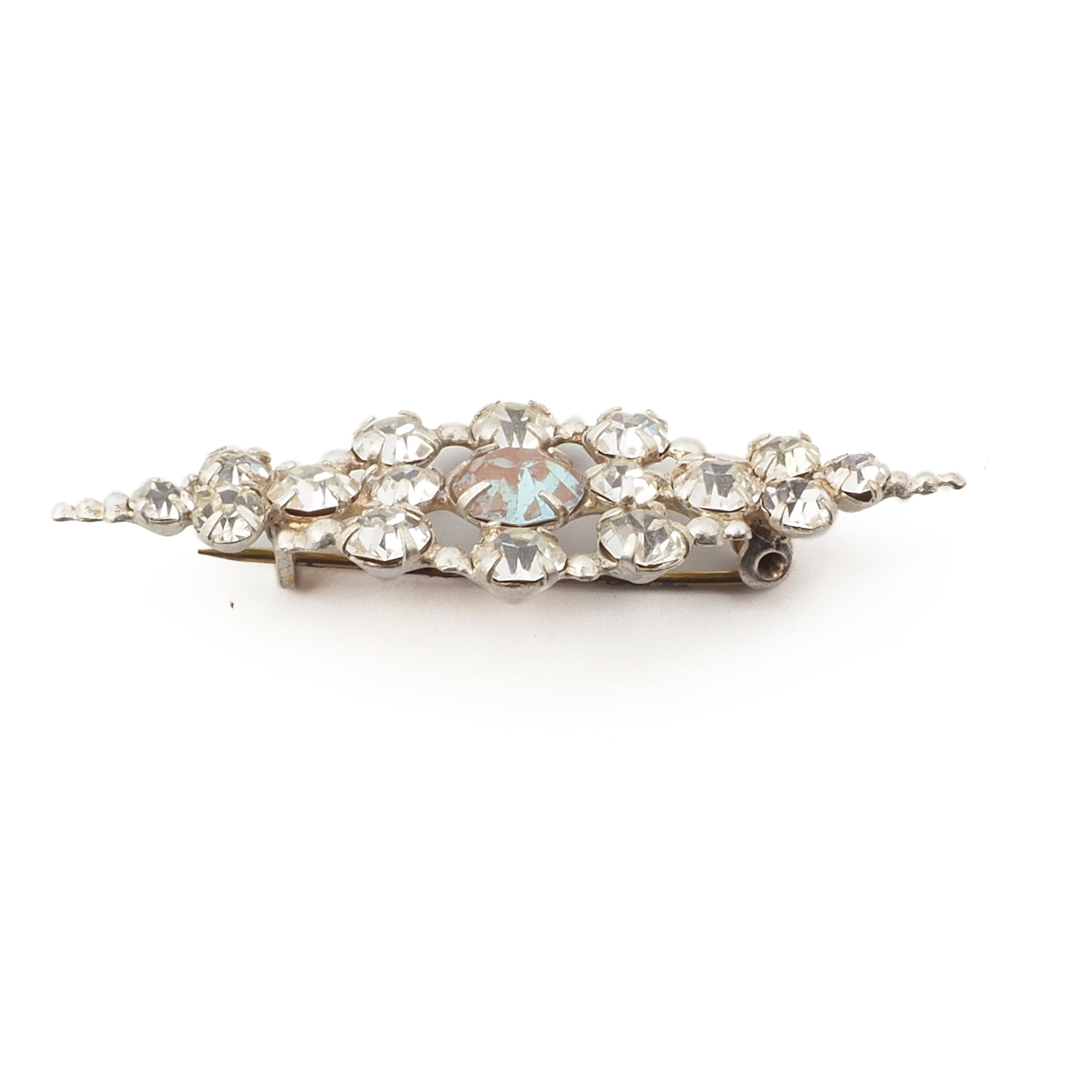 Vintage Silver Tone Clear Rhinestone Pearl Flower Brooch, Flower Brooches  for Women, Rhinestone Pearl Crystal Pins 
